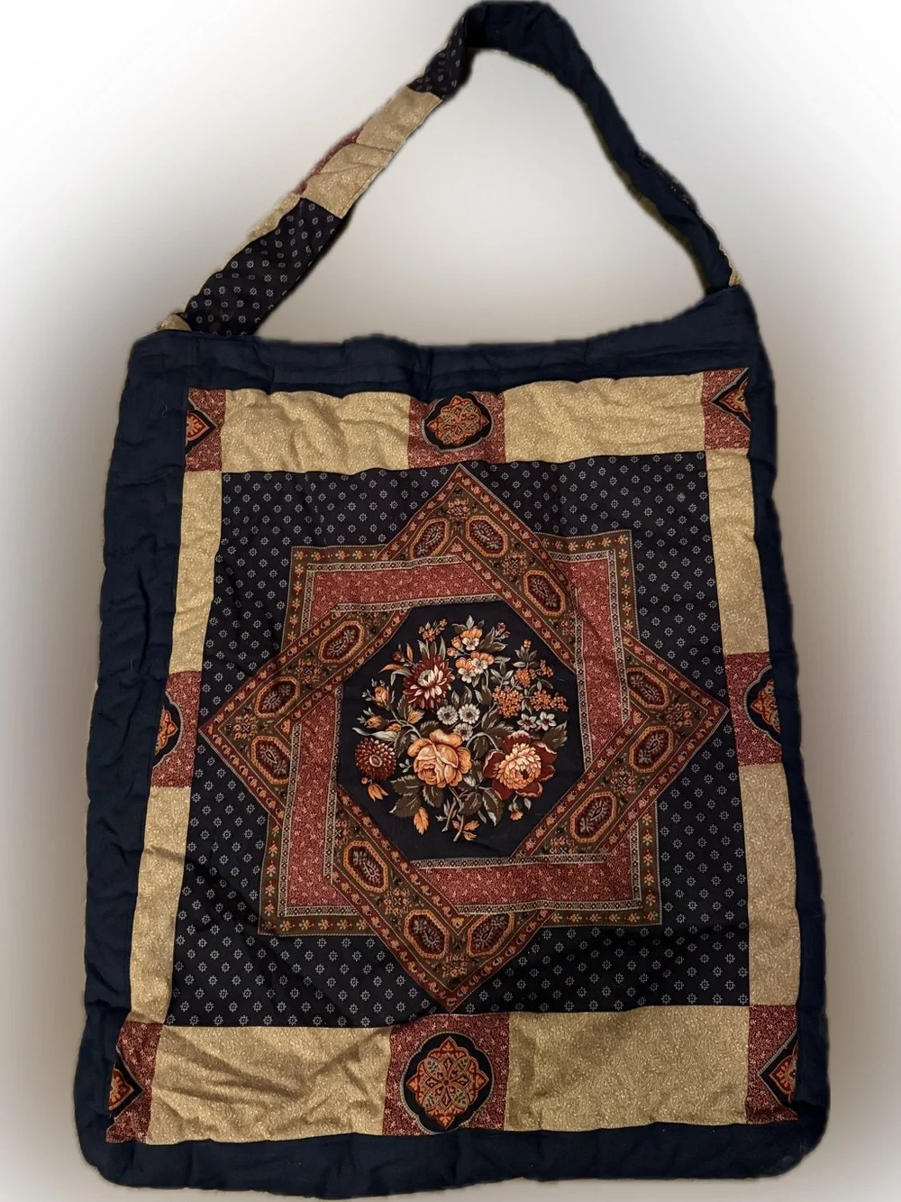 Oversized Quilted Floral Patchwork Tote Bag